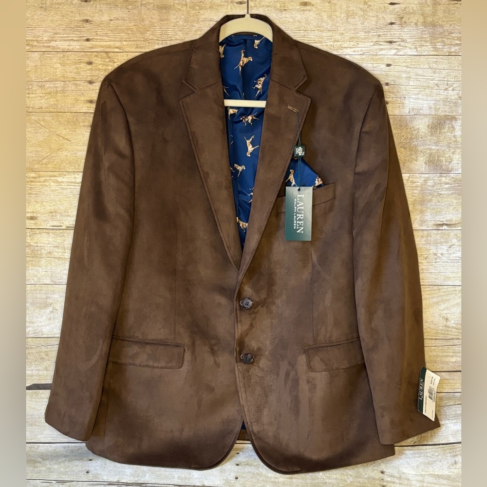 NWT- size 42 Short- Vintage Ralph Lauren Suede Sport Coat